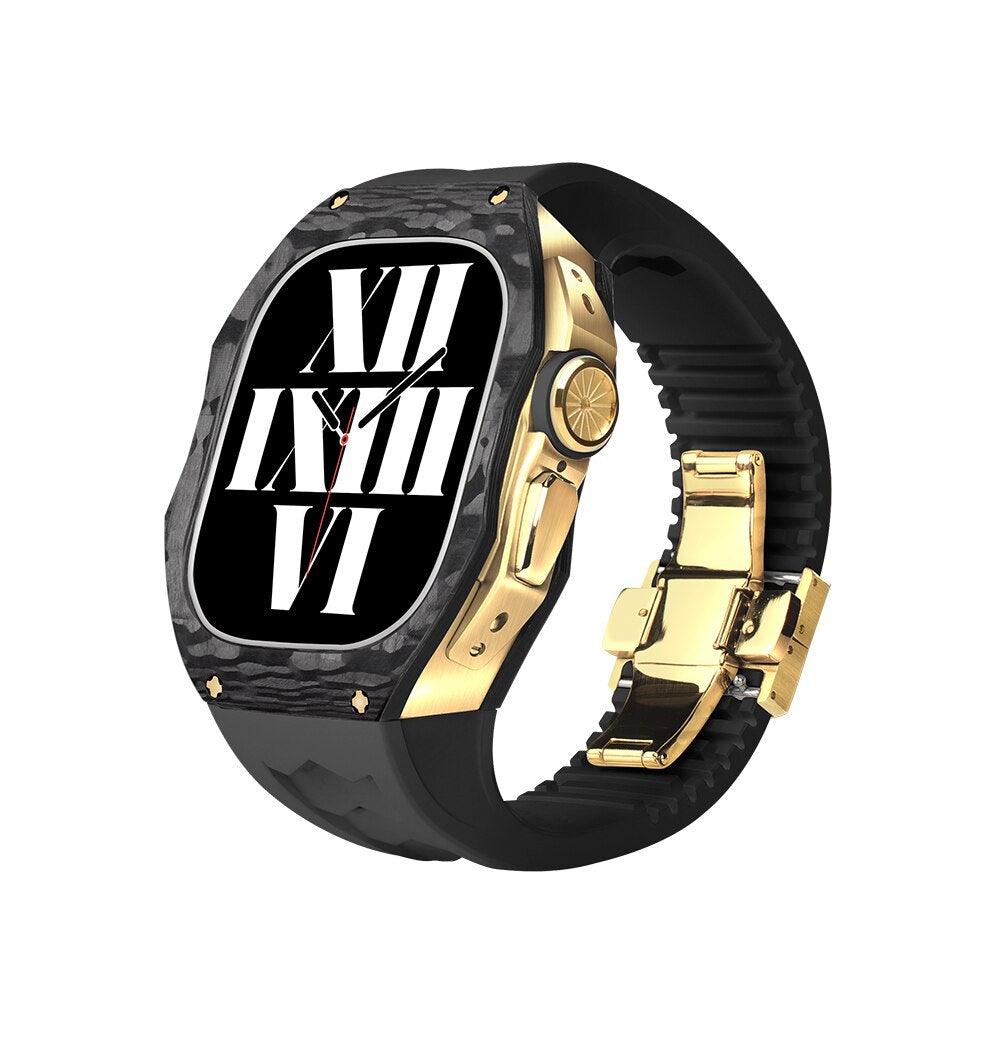 Fluoro Rubber Strap of Carbon Fiber Edition Case 49MM- Gold Buckle