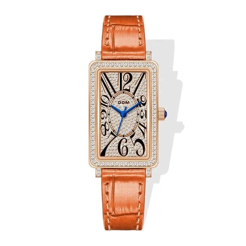 Dom CZ Diamond Rectangular Quartz Women's Watch - Viva Timepiece