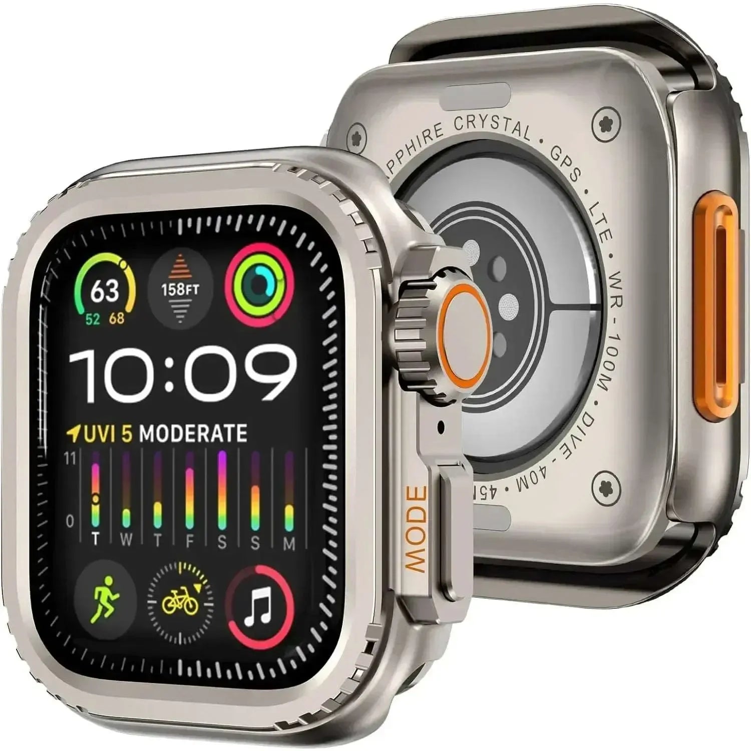 Stainless Steel Rugged Apple Watch Case 44mm 45mm 49mm Stainless Steel Rugged Apple Watch Case 44mm 45mm 49mm