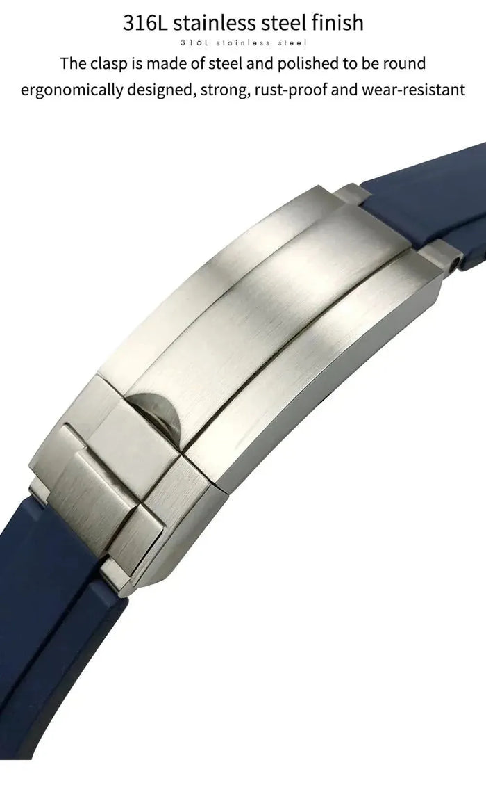 18-19mm Curved-End Rubber Strap with Glidelock Clasp – Dive Style Sport Watch Band-VivaStraps-Viva Timepiece