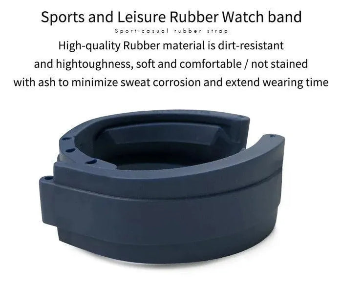 18-19mm Curved-End Rubber Strap with Glidelock Clasp – Dive Style Sport Watch Band-VivaStraps-Viva Timepiece