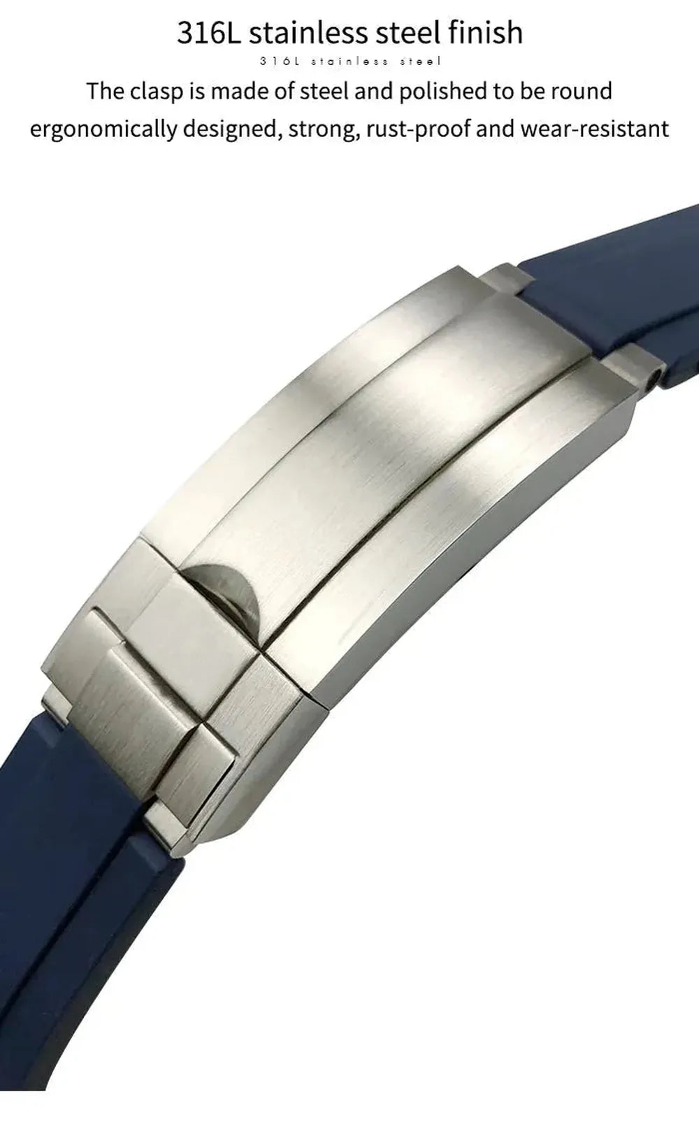 Rubber Watch Strap 18mm 19mm Glidelock Clasp – Compatible with Submariner