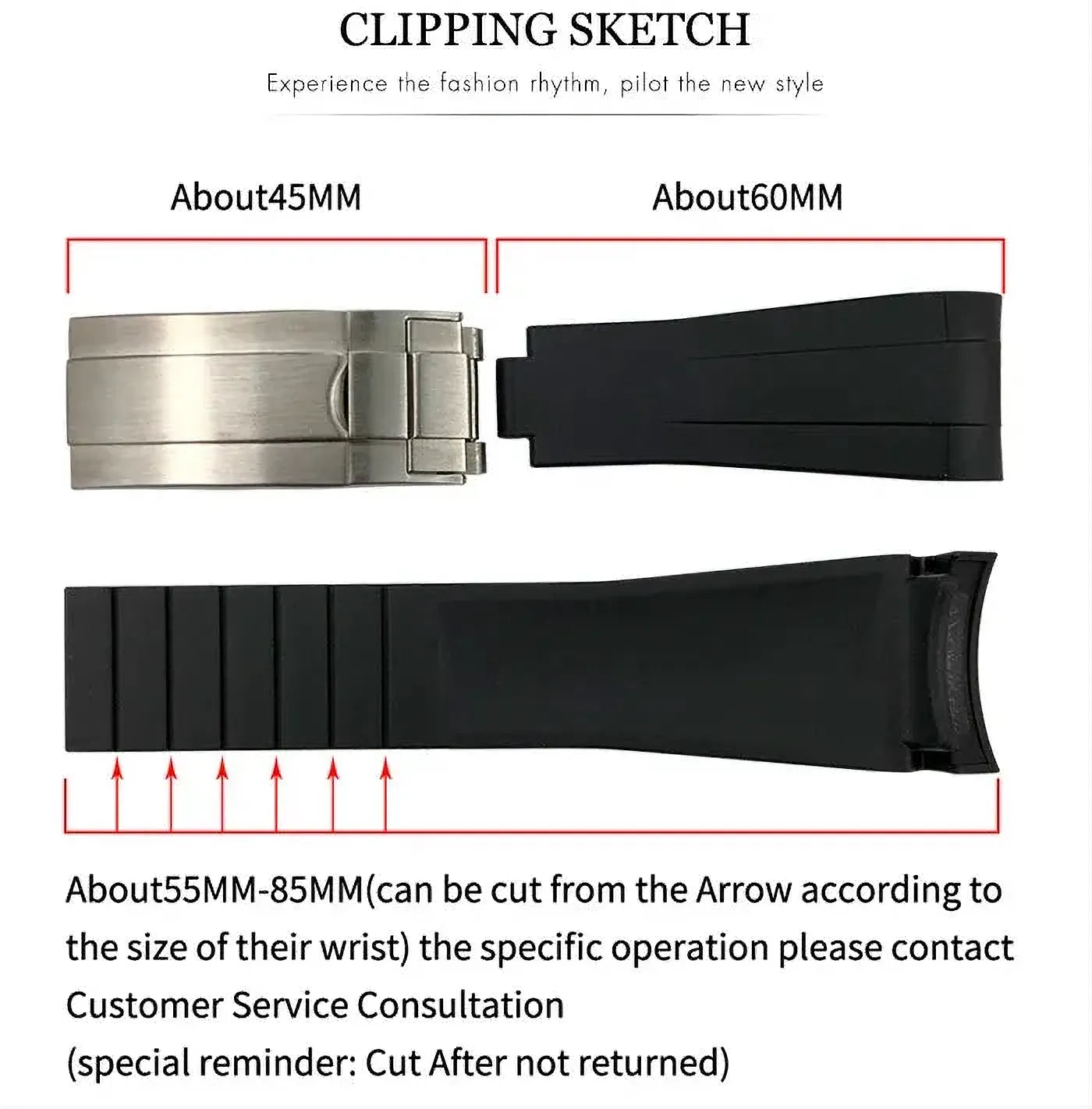 18mm Curved-End Rubber Watch Strap Compatible with Rolex-Watch Bands-VivaStraps-Viva Timepiece