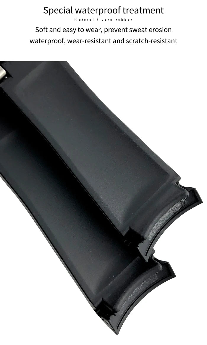18mm Curved-End Rubber Watch Strap Compatible with Rolex-Watch Bands-VivaStraps-Viva Timepiece