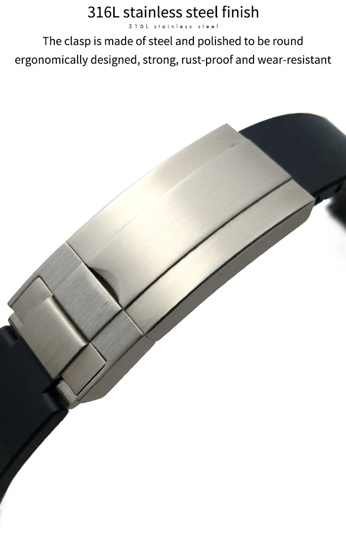 18mm Curved-End Rubber Watch Strap Compatible with Rolex-Watch Bands-VivaStraps-Viva Timepiece