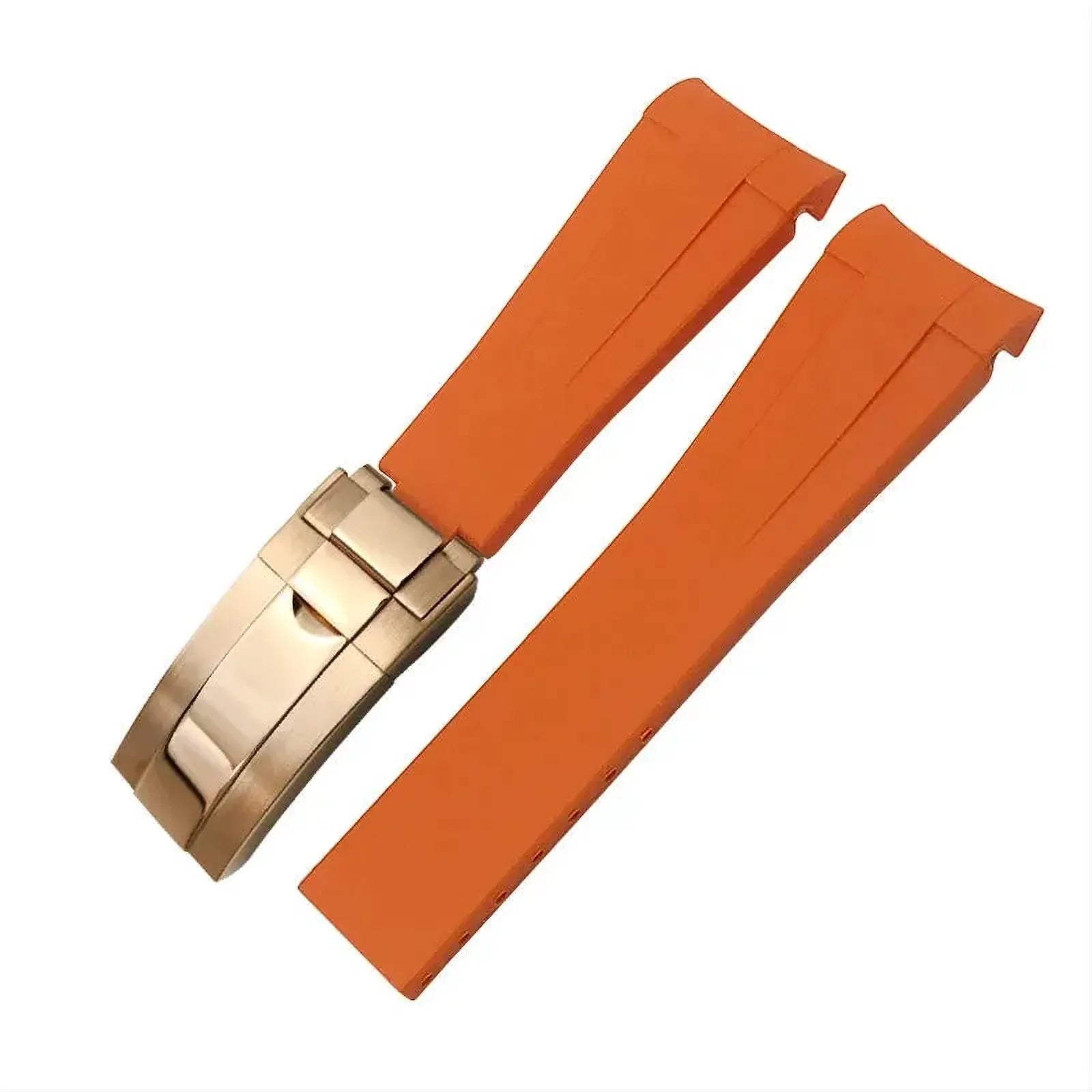 18mm Curved-End Rubber Watch Strap Compatible with Rolex-Watch Bands-VivaStraps-Orange-Rose-18mm-Viva Timepiece