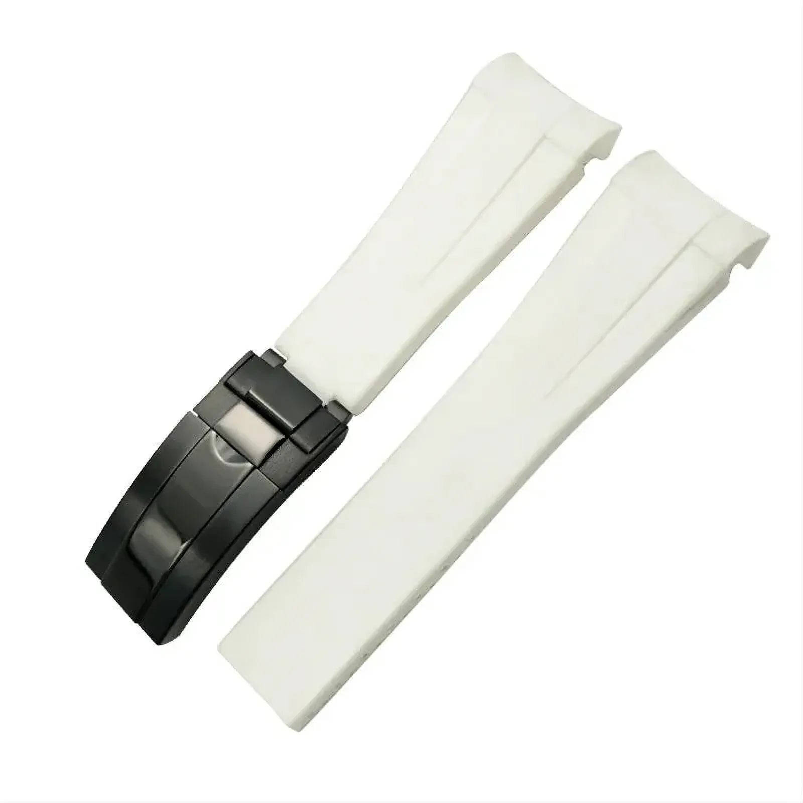 18mm Curved-End Rubber Watch Strap Compatible with Rolex-Watch Bands-VivaStraps-White-Black-18mm-Viva Timepiece