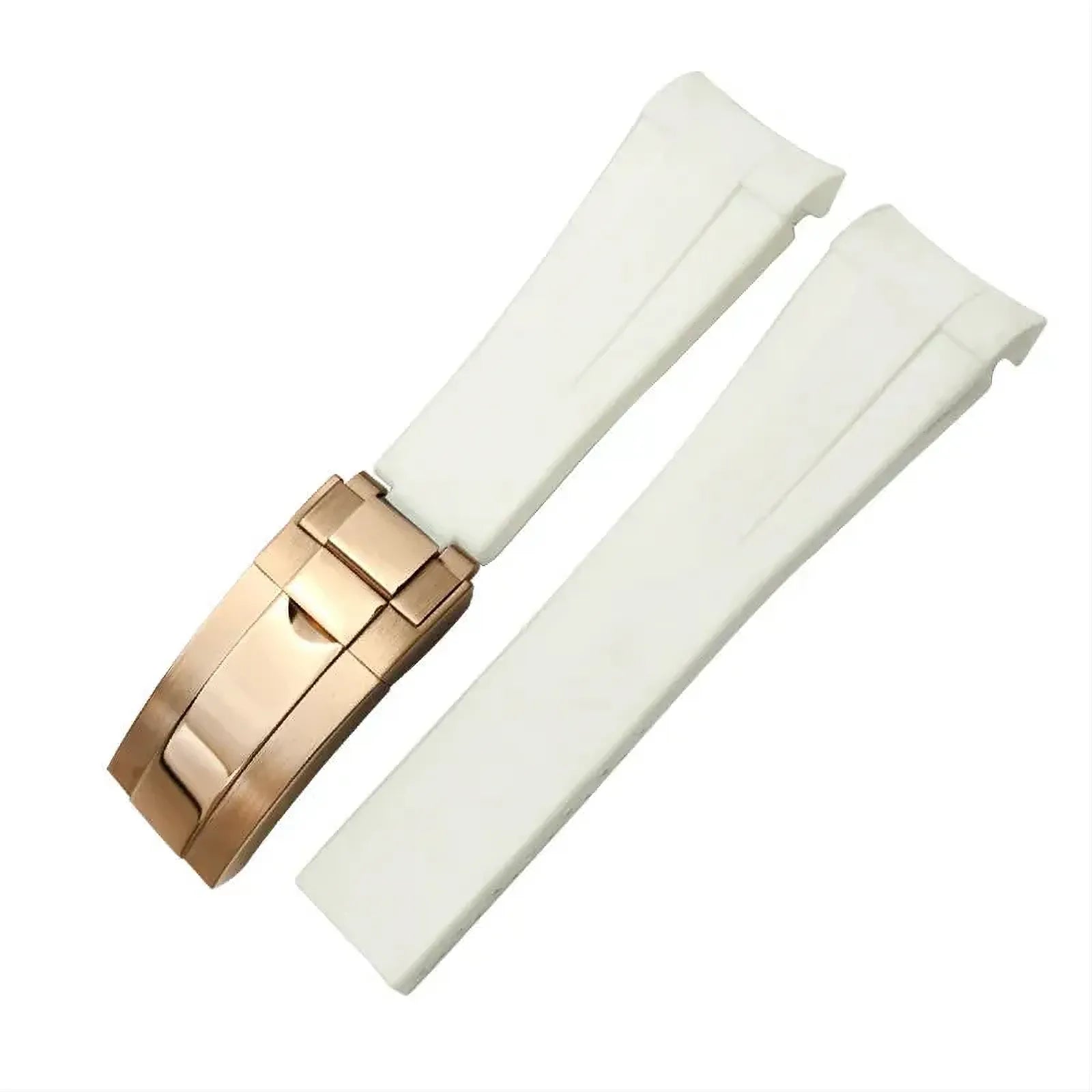 18mm Curved-End Rubber Watch Strap Compatible with Rolex-Watch Bands-VivaStraps-White-Rose-18mm-Viva Timepiece