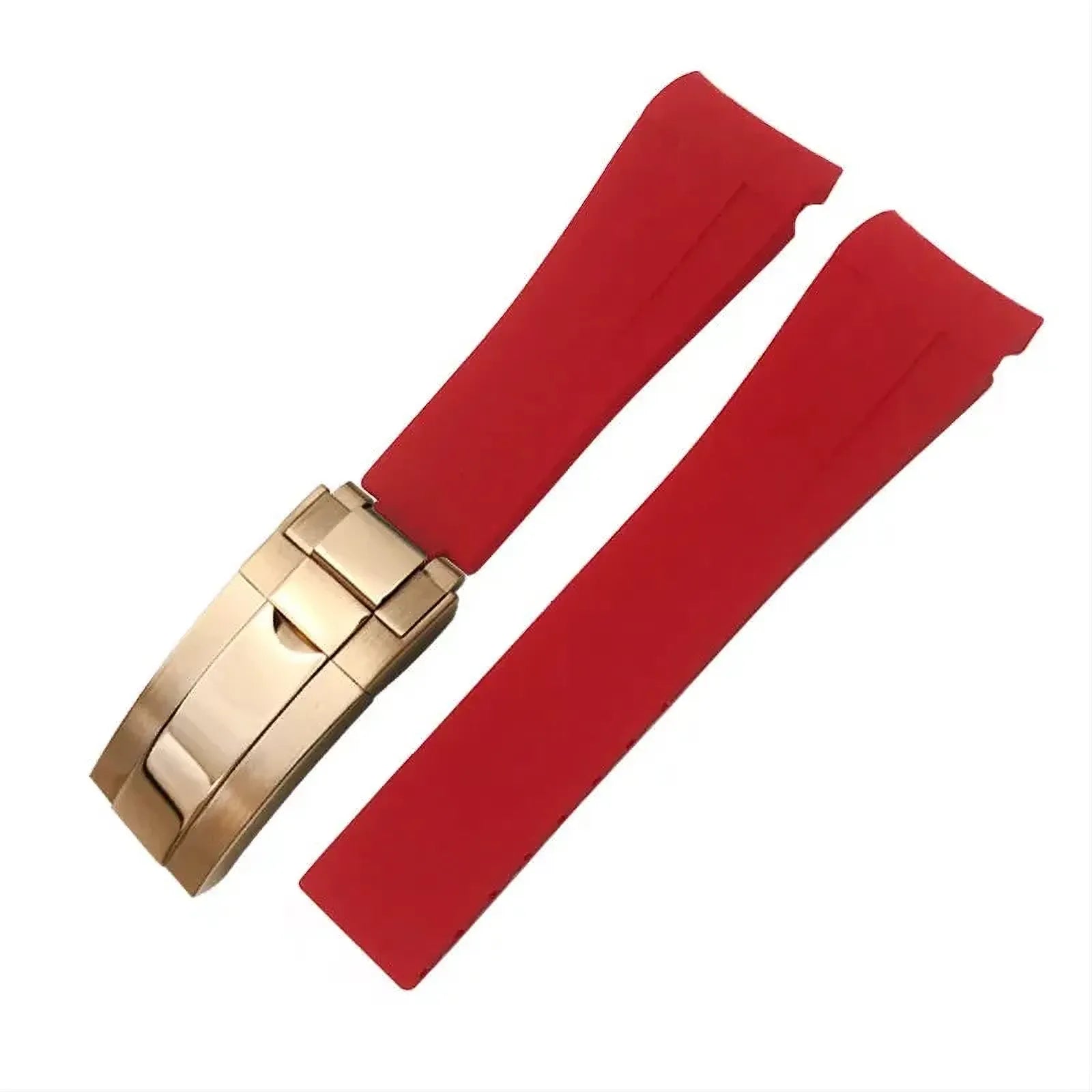 18mm Curved-End Rubber Watch Strap Compatible with Rolex-Watch Bands-VivaStraps-Red-Rose-18mm-Viva Timepiece