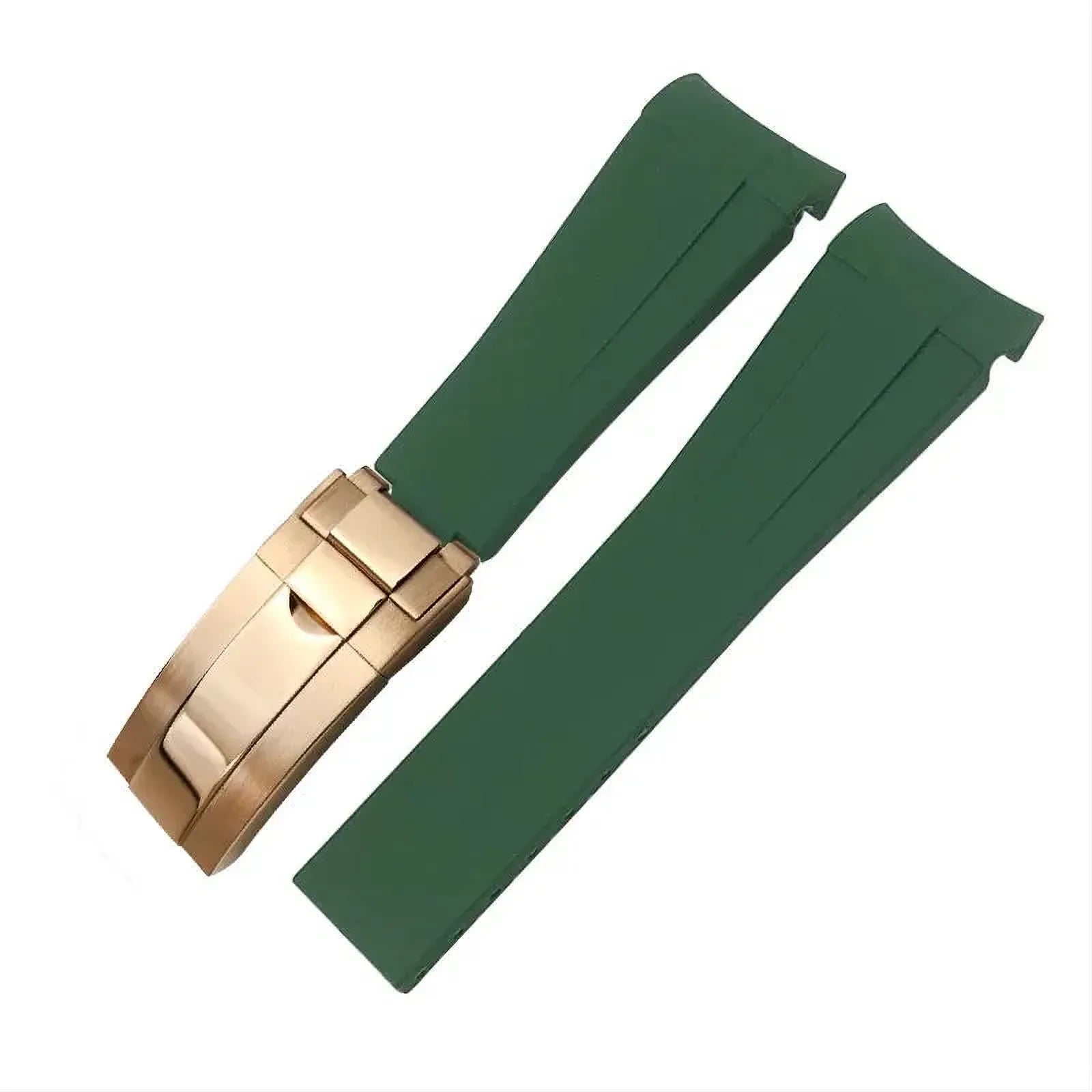 18mm Curved-End Rubber Watch Strap Compatible with Rolex-Watch Bands-VivaStraps-Green-Rose-18mm-Viva Timepiece