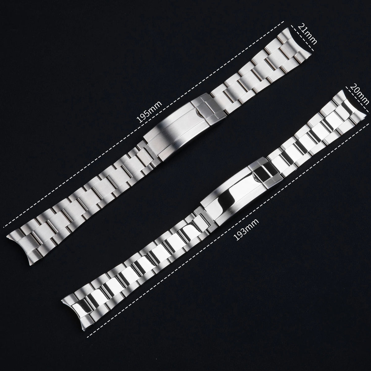 904L Stainless Steel Oyster Watch Bracelet – Glidelock Curved End