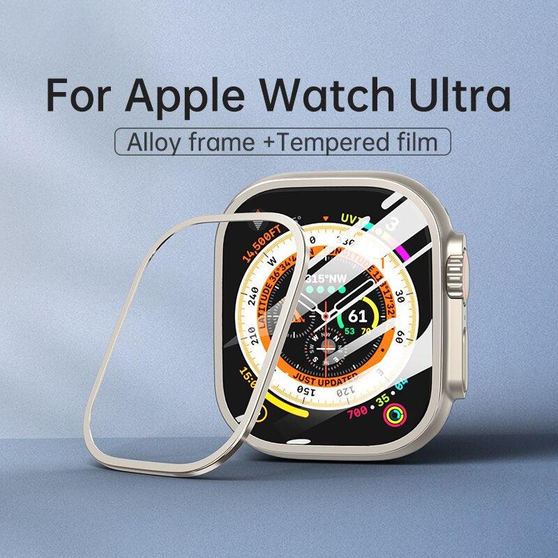 Metal Bumper Frame Tempered Glass For Apple Watch Ultra 49mm - Watch Accessories - Pzoz - Viva Timepiece