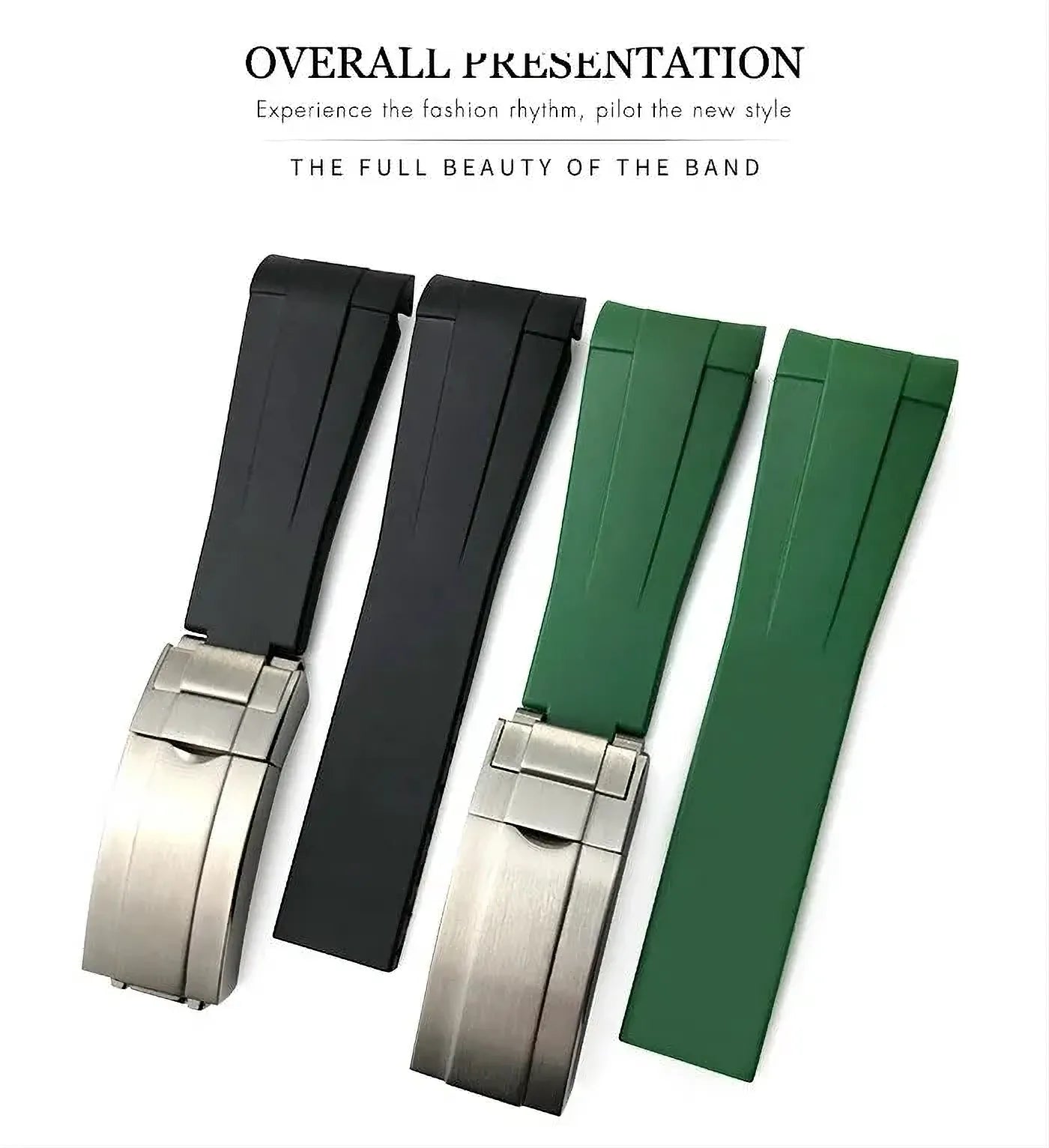 20mm Curved-End Rubber Watch Strap Compatible with Rolex-VivaStraps-Viva Timepiece