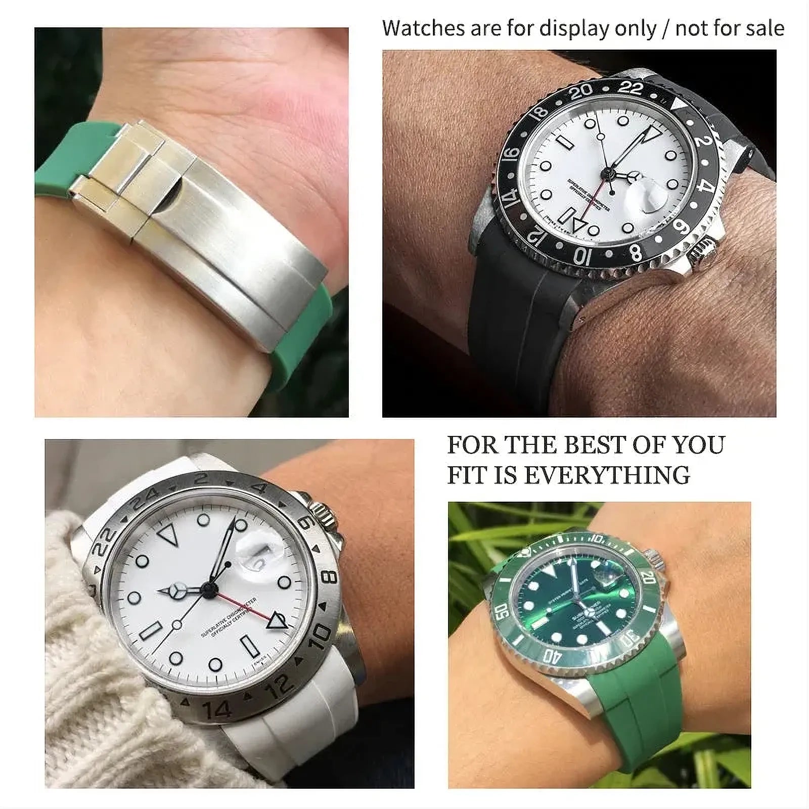 20mm Curved-End Rubber Watch Strap Compatible with Rolex-VivaStraps-Viva Timepiece