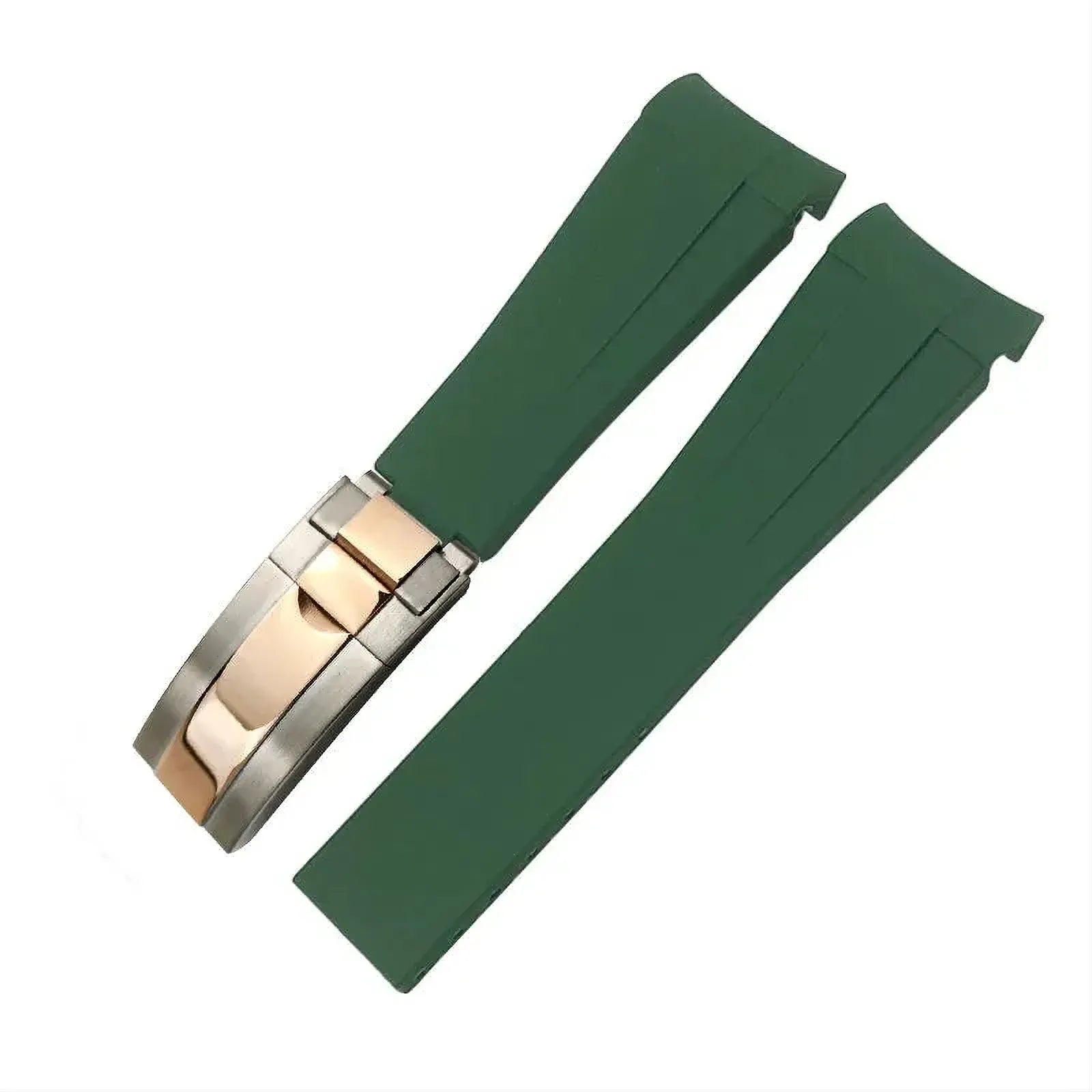 21mm 22mm Curved-End Rubber Watch Strap Compatible with Rolex