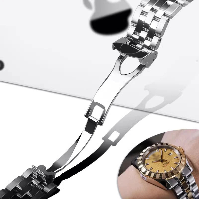 21mm Stainless Steel Watch Chain Band Compatible with Tudor Glamour 5600