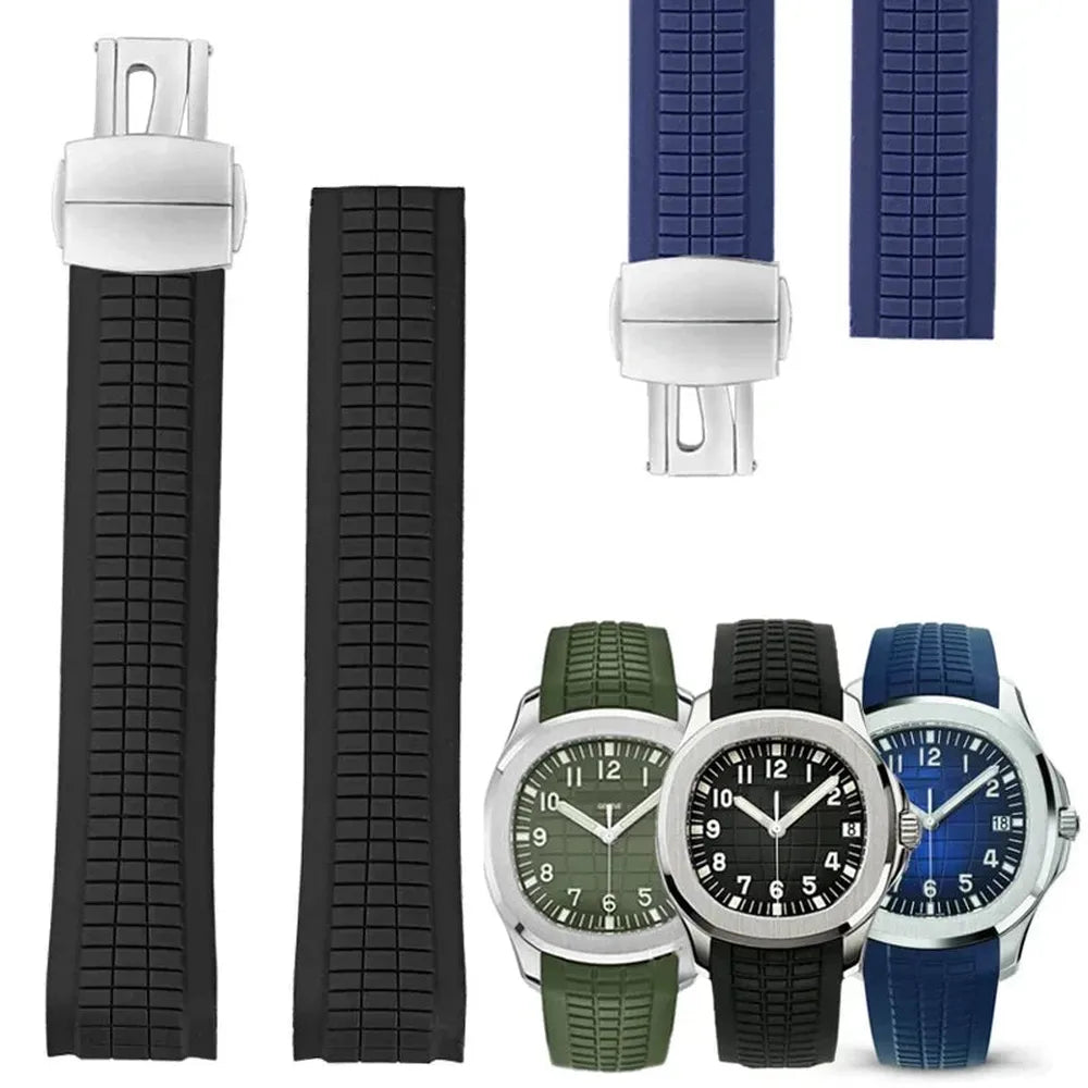 21mm Curved-End Silicone Strap Compatible with Aquanaut 5164A 5167A-VivaStraps-Viva Timepiece