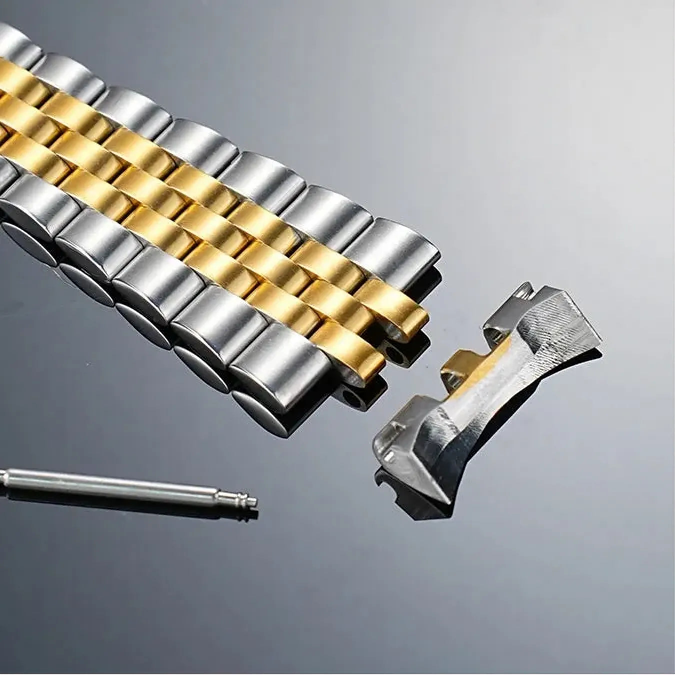 22mm Curved-End Stainless Steel Watch Band Compatible with Casio MDV-106-107-ChronoCraft-Viva Timepiece