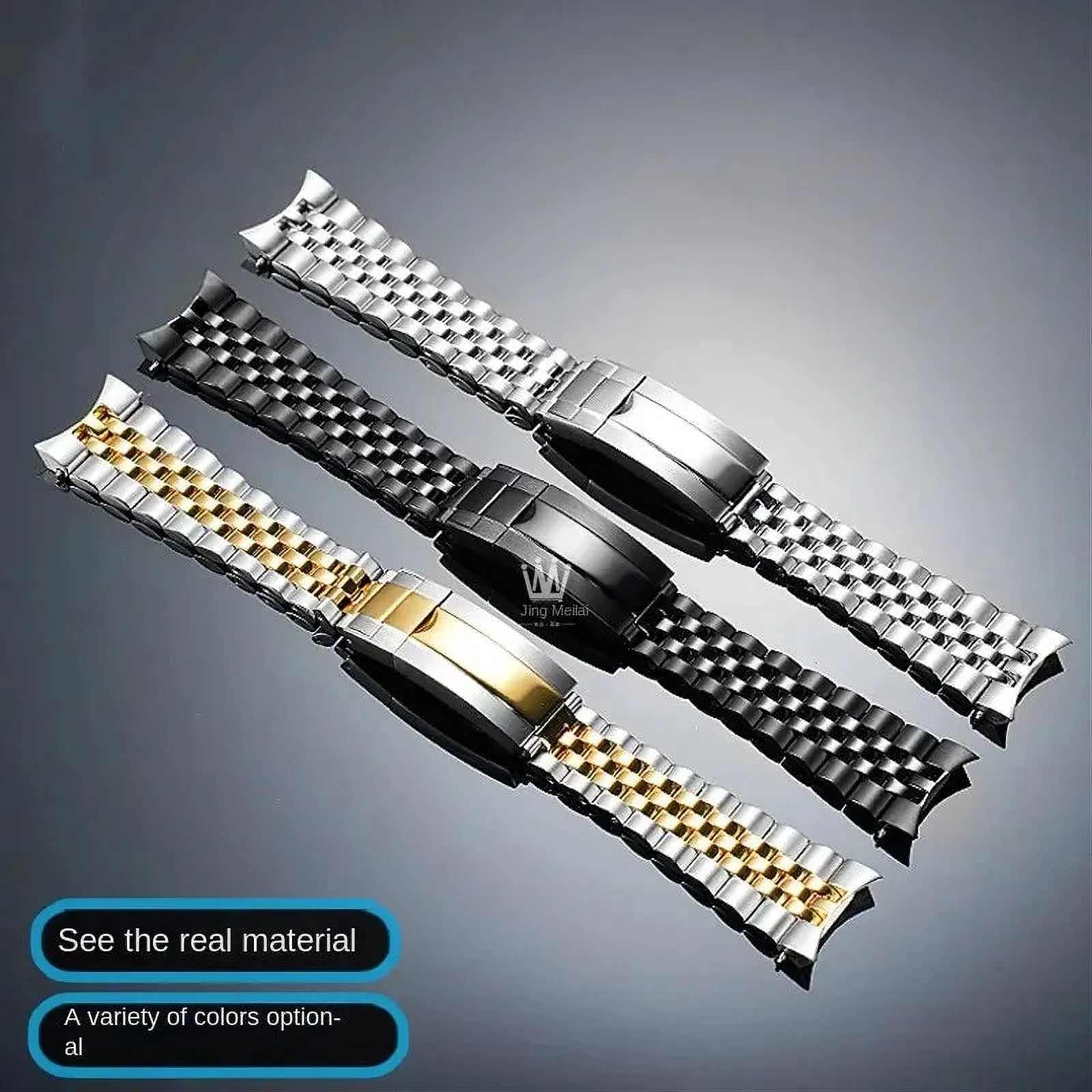 22mm Curved-End Stainless Steel Watch Band Compatible with Casio MDV-106-107-ChronoCraft-Viva Timepiece