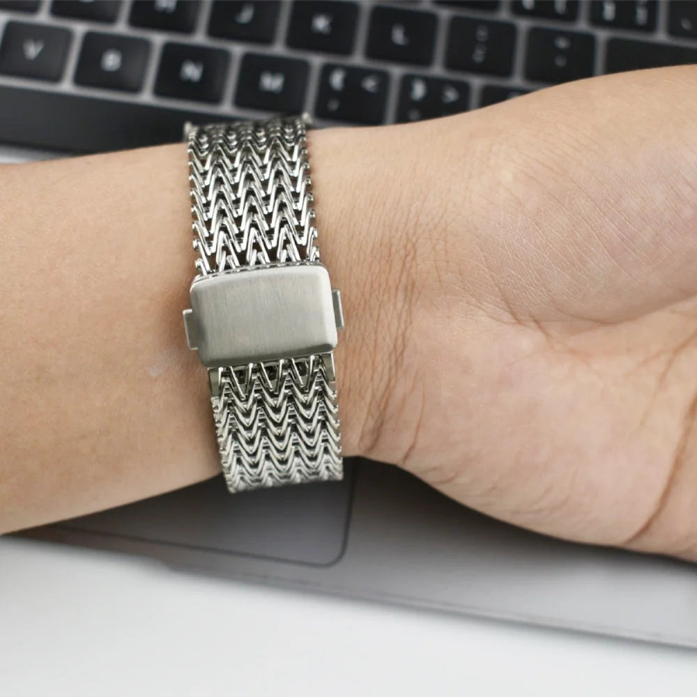 22mm Magnetic Stainless Steel Mesh Watch Band – Universal Straight End-Watch Bands-VivaStraps-black-22mm-Viva Timepiece