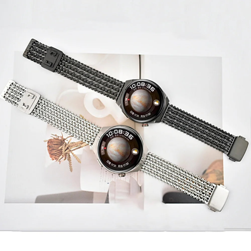 22mm Magnetic Stainless Steel Mesh Watch Band – Universal Straight End-Watch Bands-VivaStraps-black-22mm-Viva Timepiece