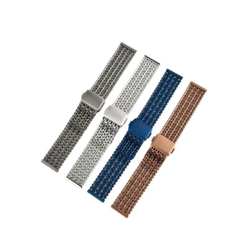 22mm Magnetic Stainless Steel Mesh Watch Band – Universal Straight End-Watch Bands-VivaStraps-black-22mm-Viva Timepiece