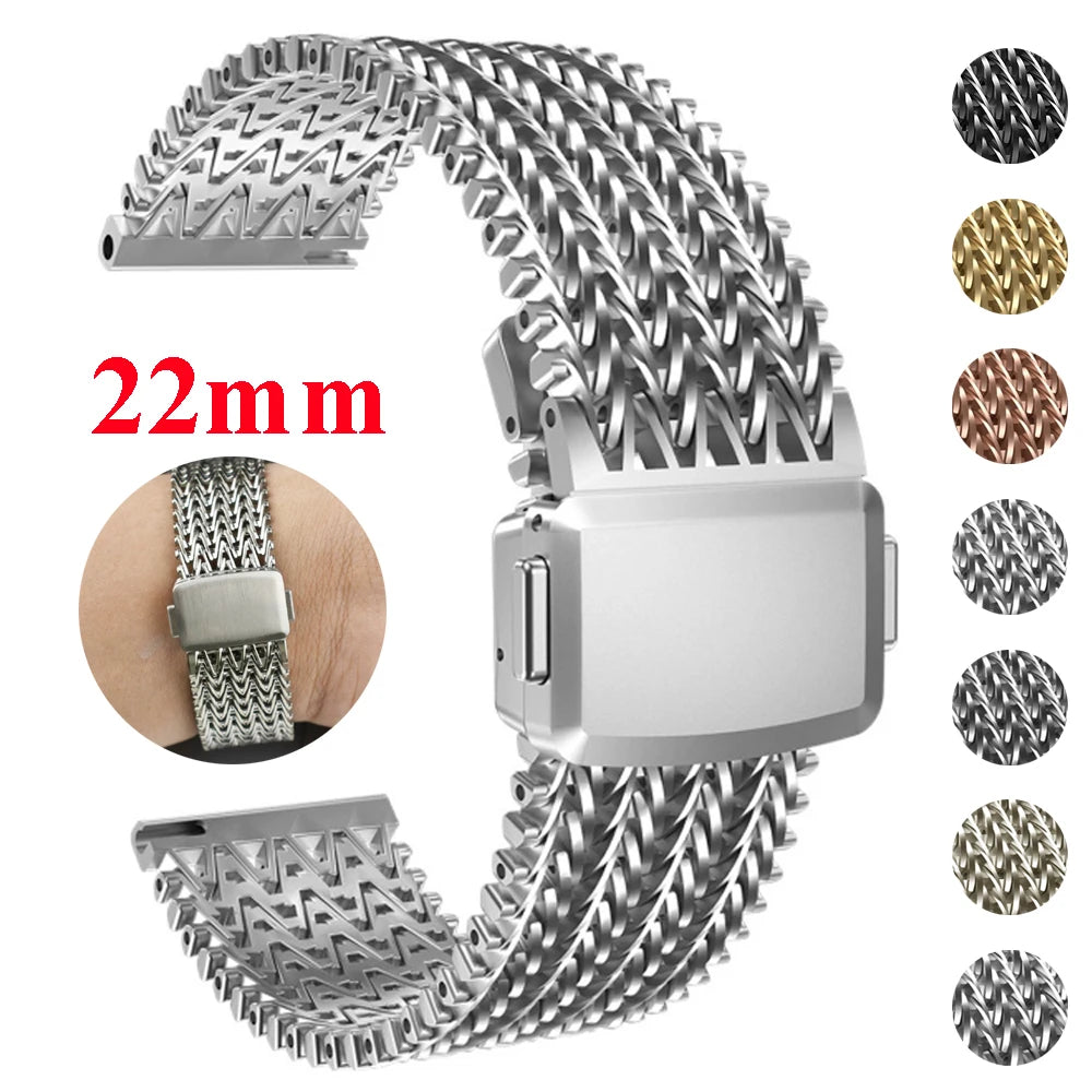 22mm Magnetic Stainless Steel Mesh Watch Band – Universal Straight End-Watch Bands-VivaStraps-black-22mm-Viva Timepiece