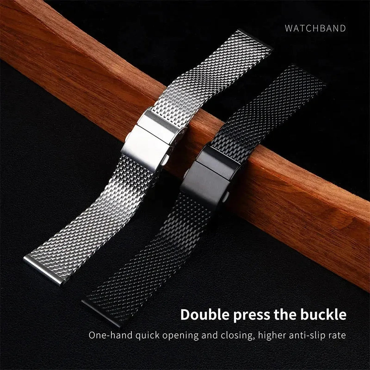316L Milanese Mesh Watch Bracelet Double-Press Folding Clasp