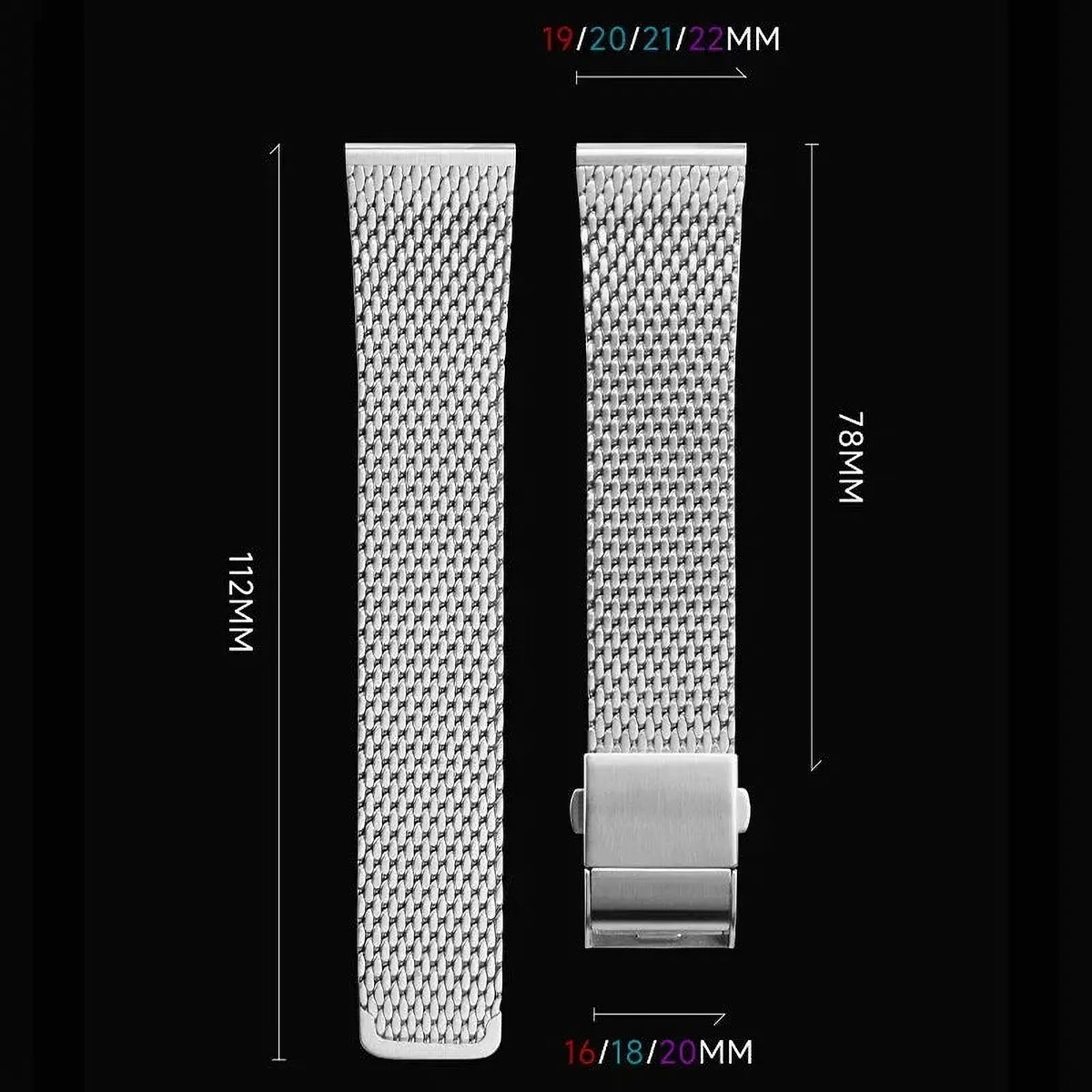 316L Milanese Mesh Watch Bracelet Double-Press Folding Clasp