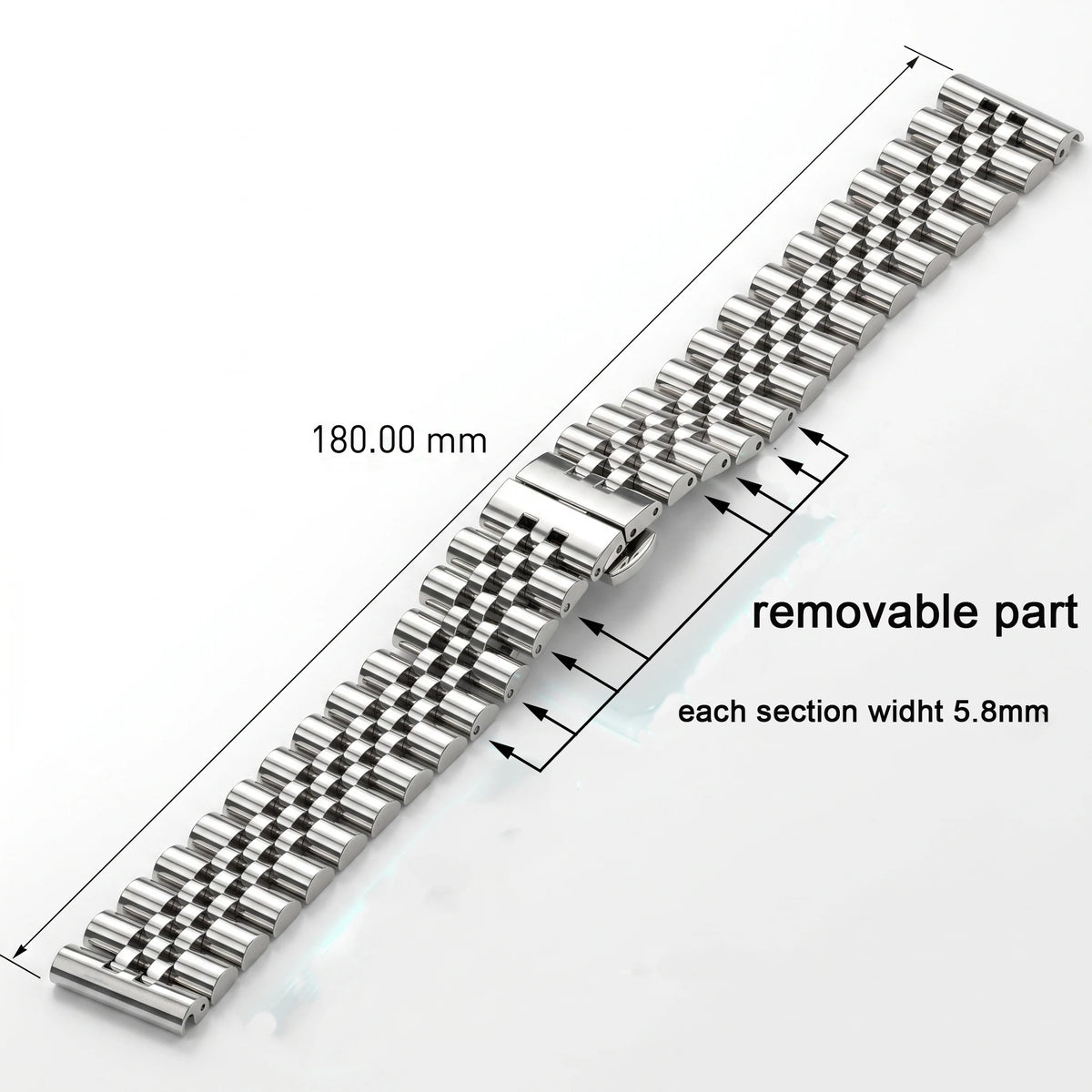 316L Stainless Steel Jubilee Watch Bracelet – Hidden Butterfly Clasp-Watch Bands-VivaStraps-Silver-16mm-Viva Timepiece
