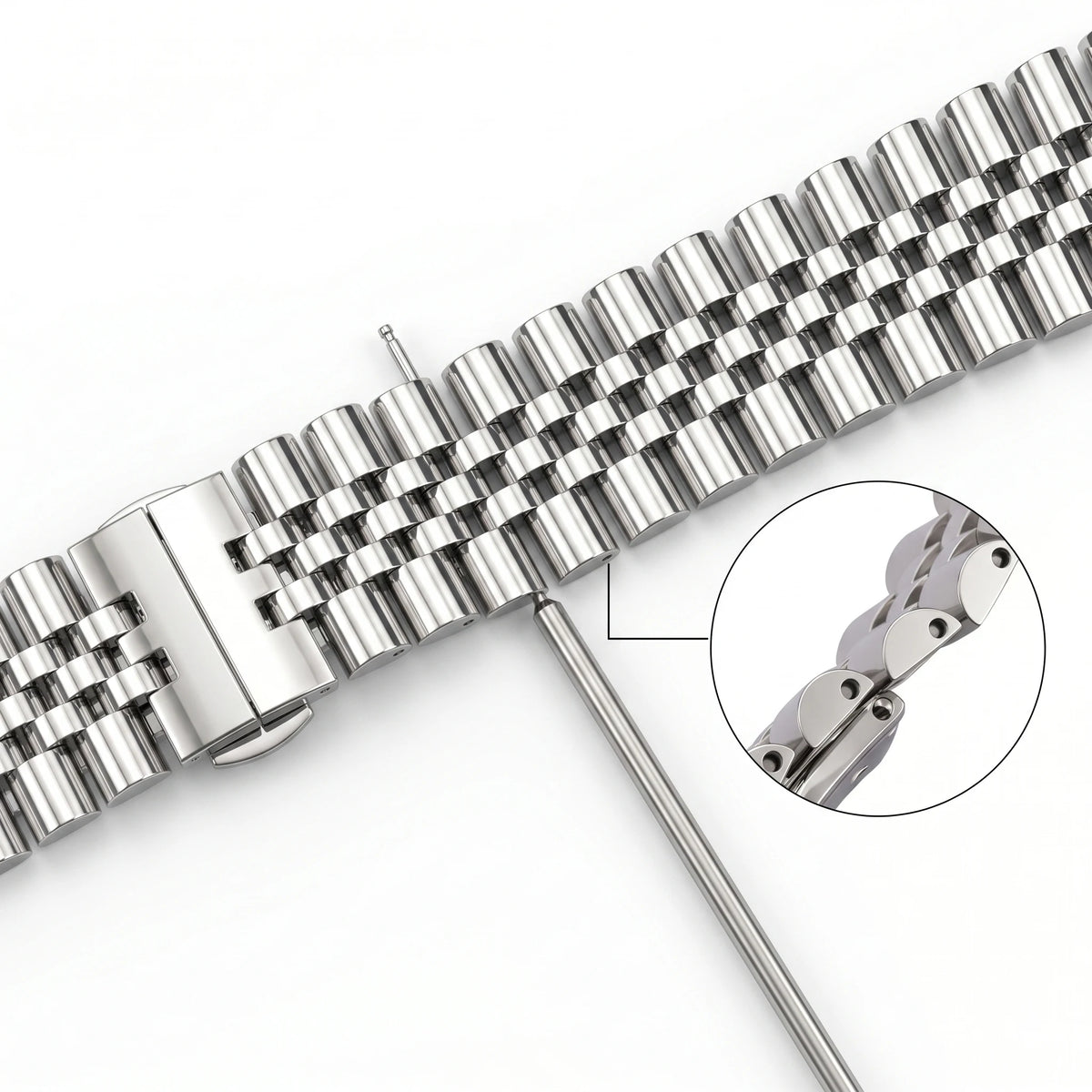 316L Stainless Steel Jubilee Watch Bracelet – Hidden Butterfly Clasp-Watch Bands-VivaStraps-Silver-16mm-Viva Timepiece