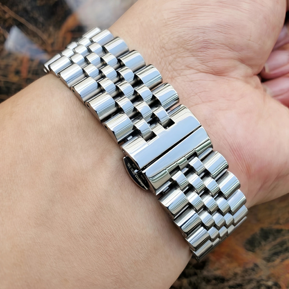316L Stainless Steel Jubilee Watch Bracelet – Hidden Butterfly Clasp-Watch Bands-VivaStraps-Silver-16mm-Viva Timepiece