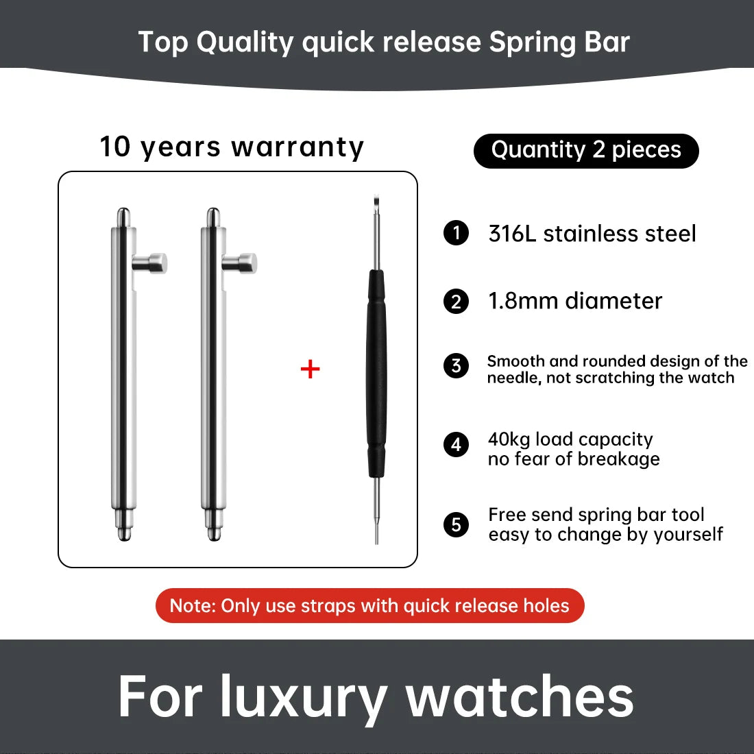 316L Stainless Steel Watch Spring Bars – Quick Release & Traditional-ChronoCraft-Viva Timepiece