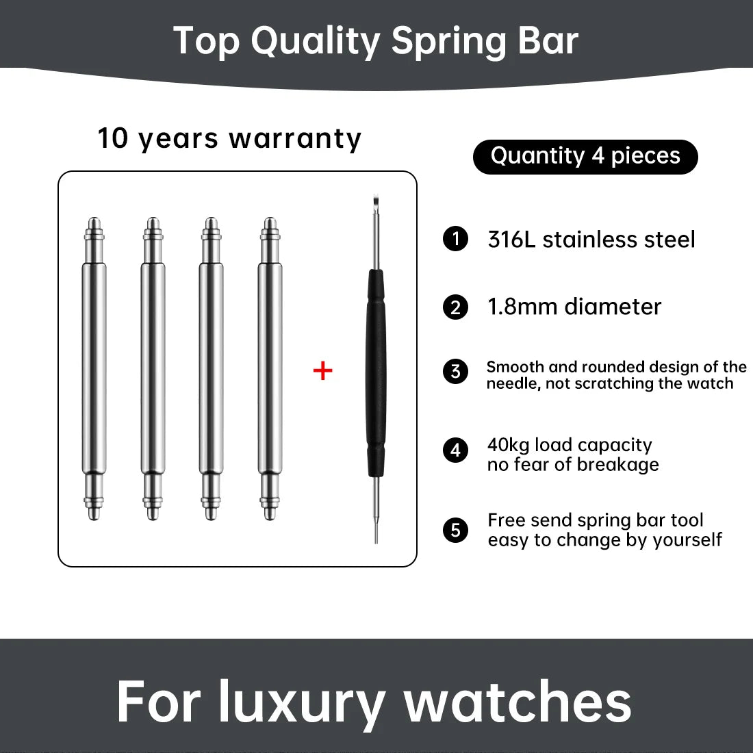 316L Stainless Steel Watch Spring Bars – Quick Release & Traditional-ChronoCraft-Viva Timepiece