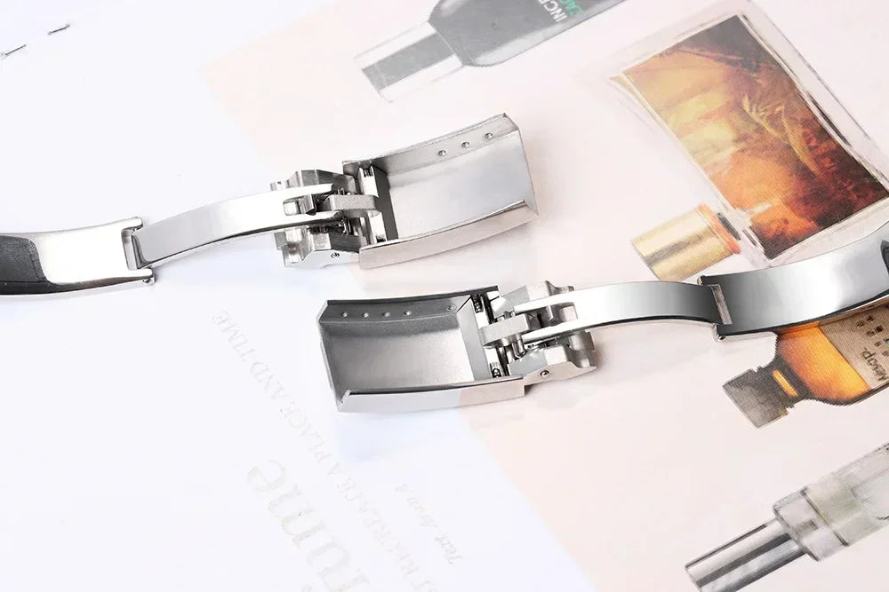 Straight-End Rubber Watch Strap 20mm – Folding Clasp Silicone Band