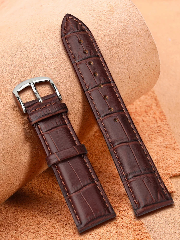 Croc-Pattern Leather Watch Strap 14mm–22mm – Classic Buckle-Straptique-Viva Timepiece