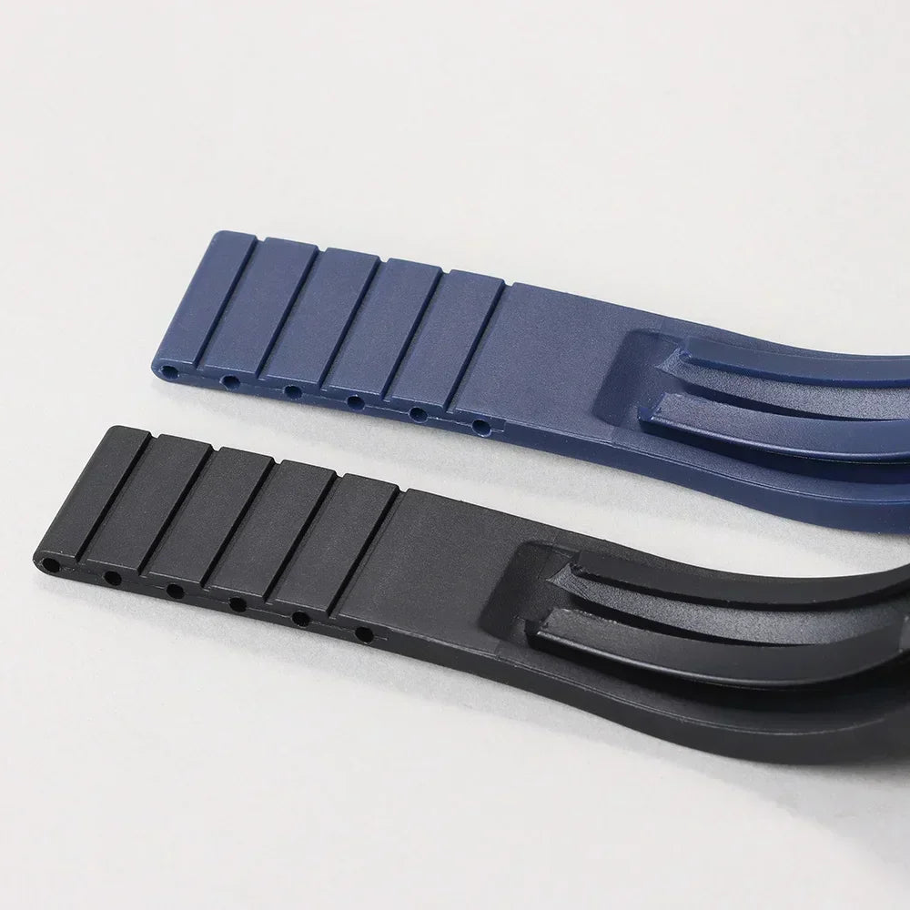 Straight-End Rubber Watch Strap 20mm – Folding Clasp Silicone Band
