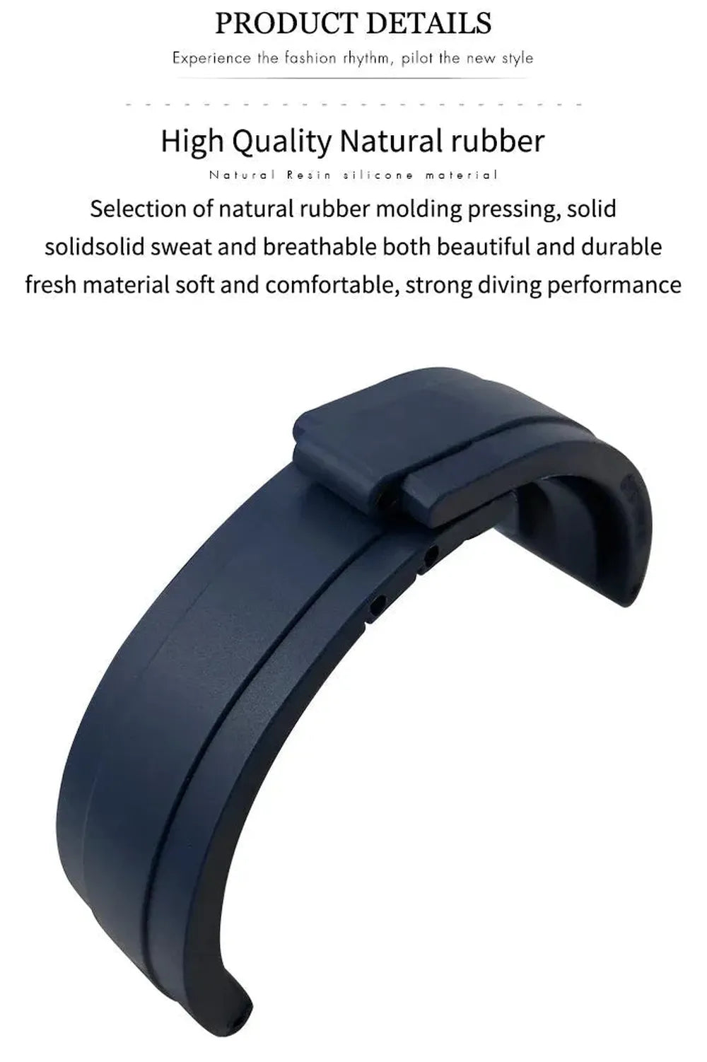 18-19mm Curved-End Rubber Strap with Glidelock Clasp – Dive Style Sport Watch Band-VivaStraps-Viva Timepiece