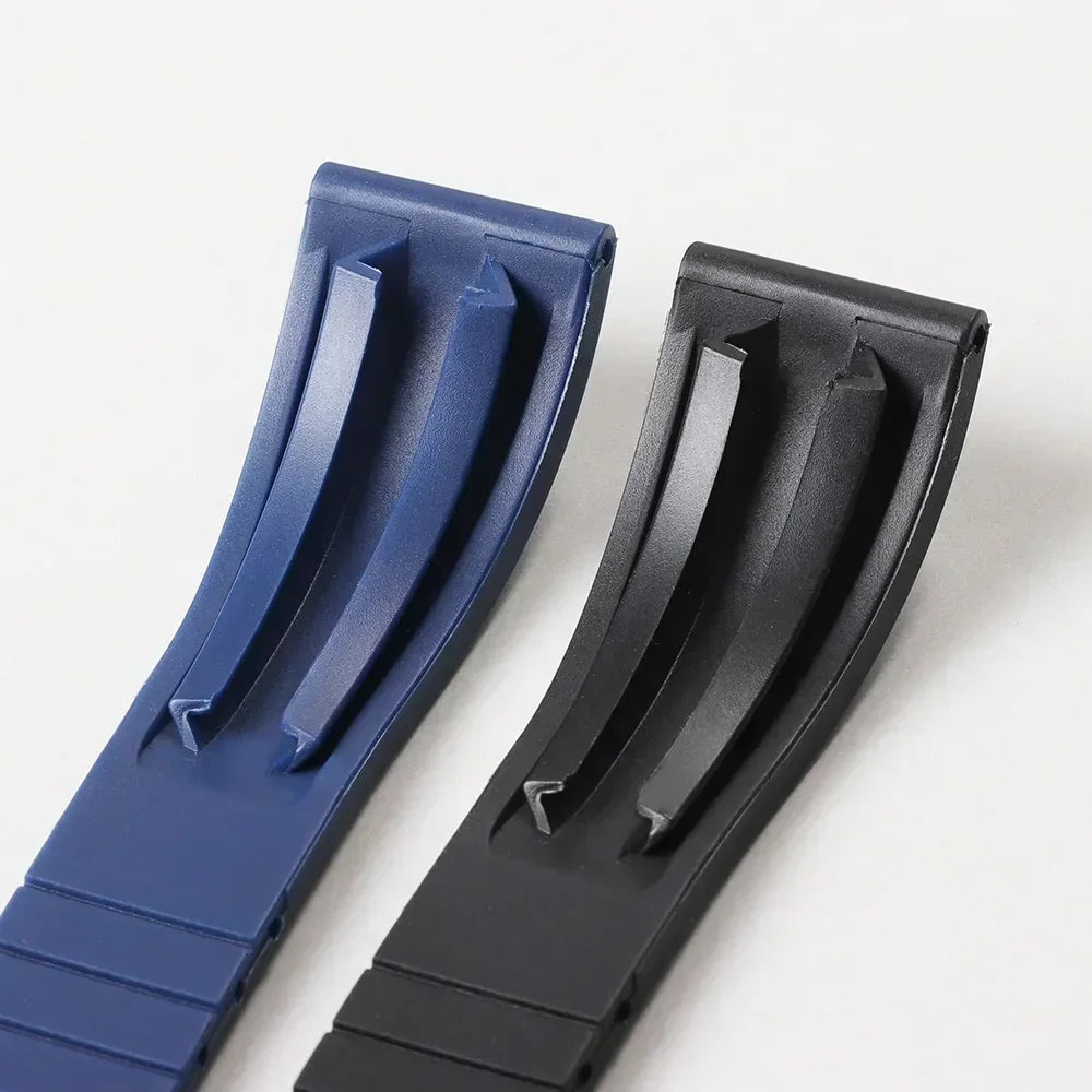 Straight-End Rubber Watch Strap 20mm – Folding Clasp Silicone Band