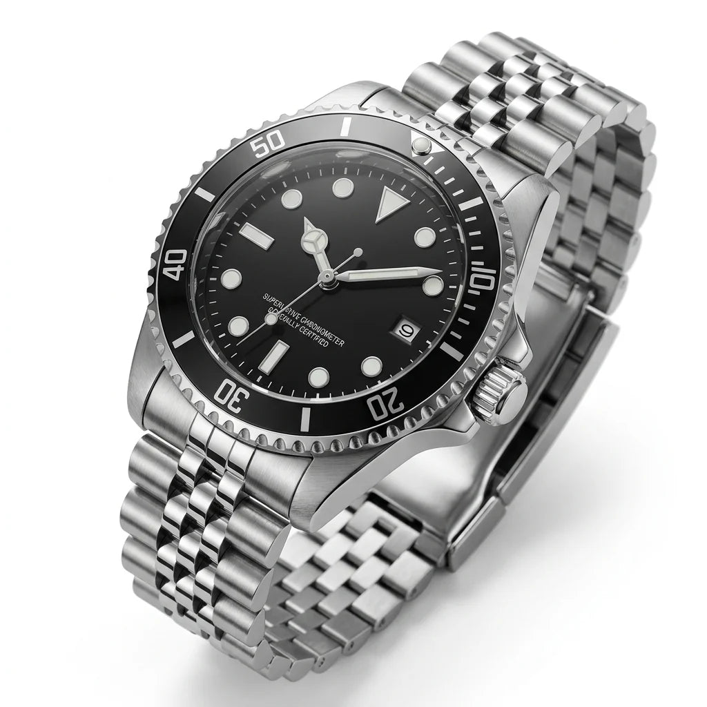 904L Stainless Steel Jubilee Bracelet – Curved End / Safety Clasp-ChronoCraft-Viva Timepiece