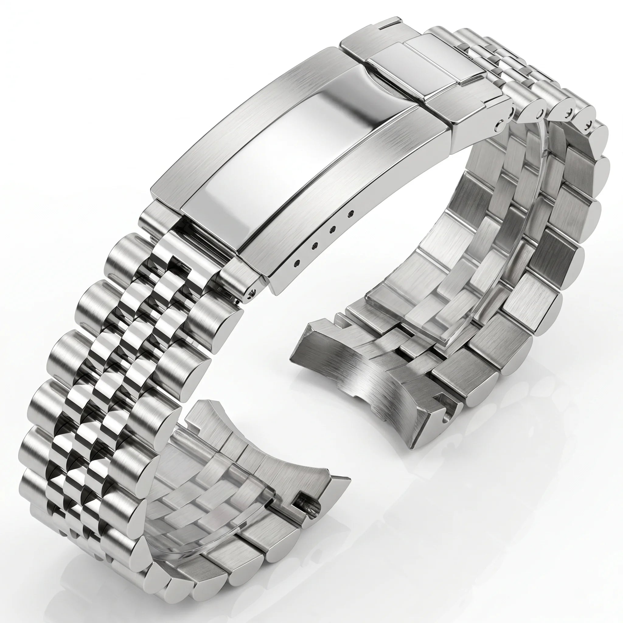 904L Stainless Steel Jubilee Bracelet – Curved End / Safety Clasp-ChronoCraft-Viva Timepiece