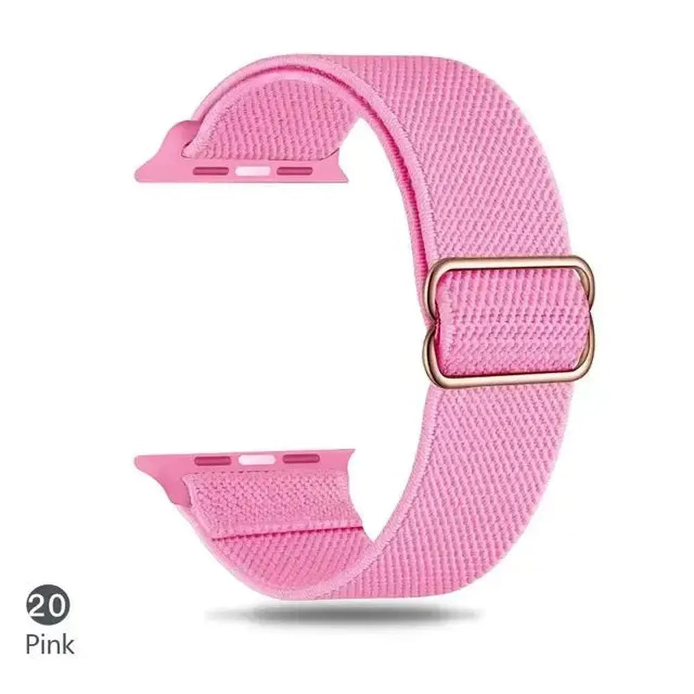 Adjustable Scrunchie Nylon Strap Compatible with Apple Watch 38–49mm
