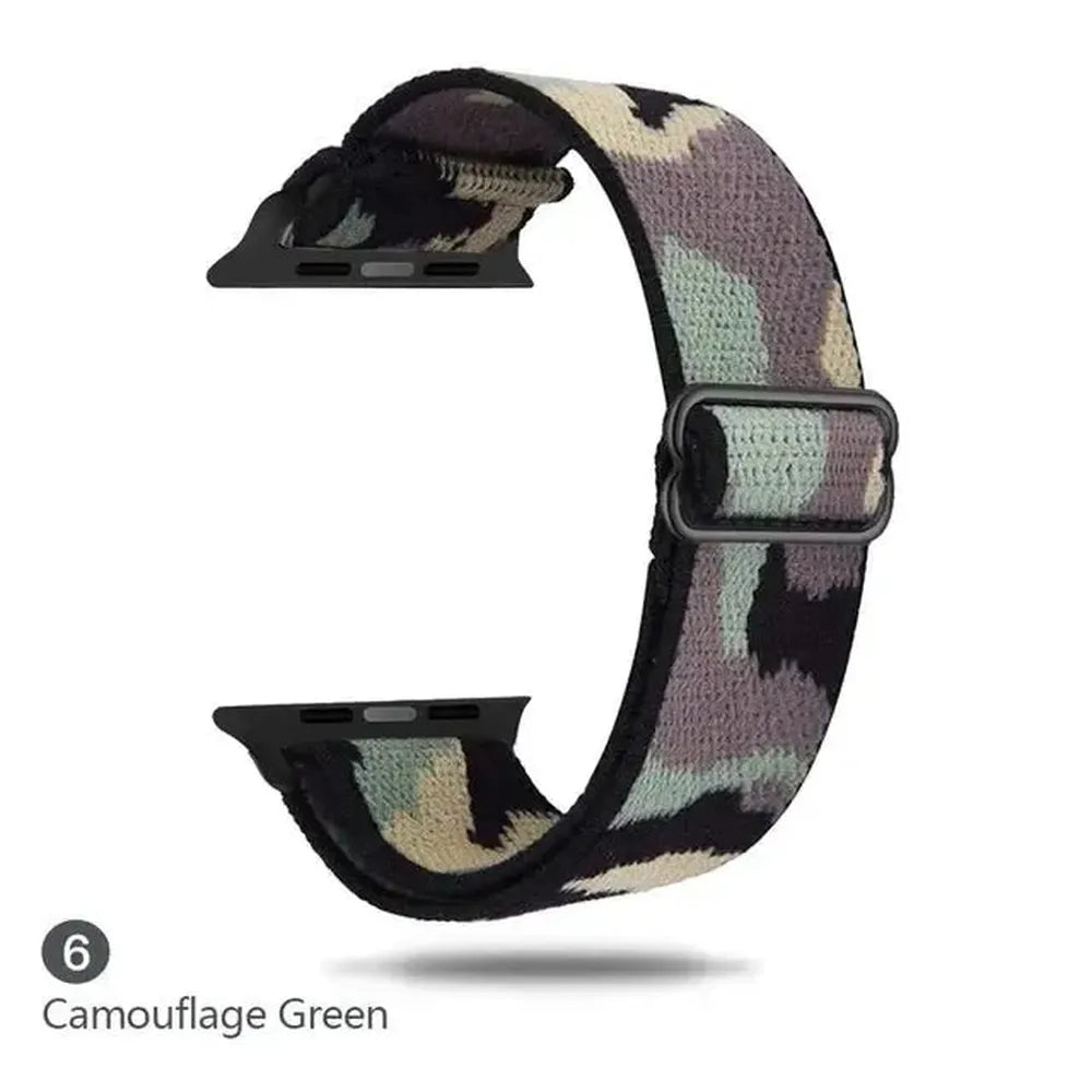 Adjustable Scrunchie Nylon Strap Compatible with Apple Watch 38–49mm