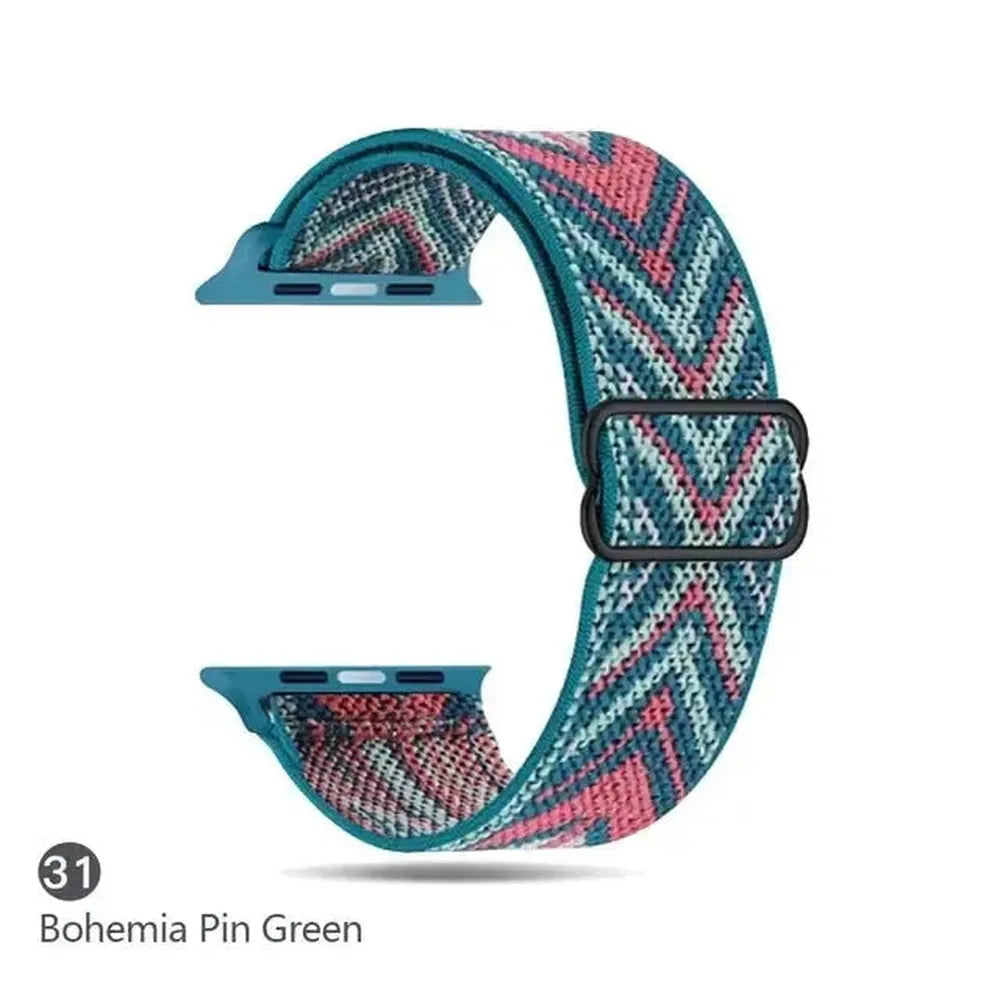 Adjustable Scrunchie Nylon Strap Compatible with Apple Watch 38–49mm