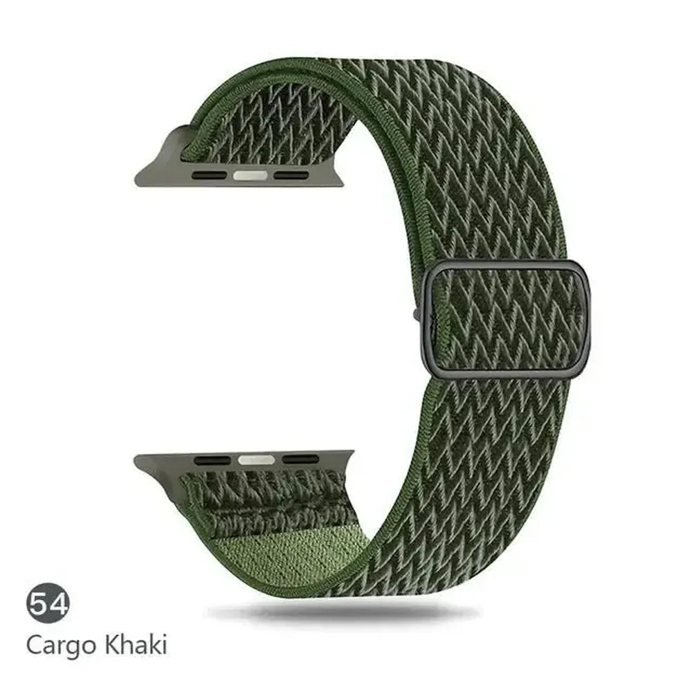 Adjustable Scrunchie Nylon Strap Compatible with Apple Watch 38–49mm