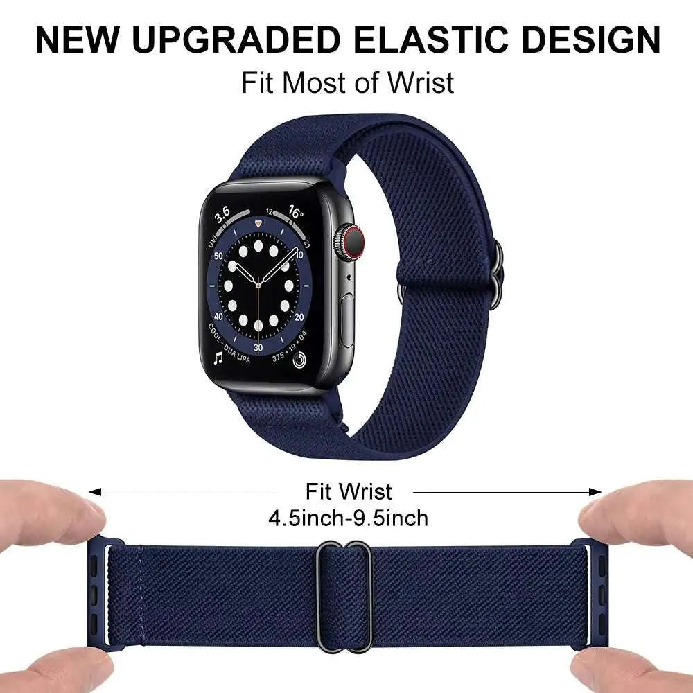 Adjustable Scrunchie Nylon Strap Compatible with Apple Watch 38–49mm