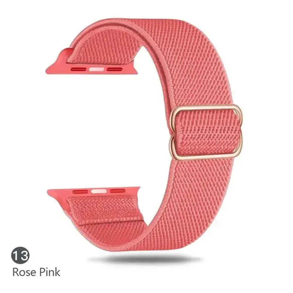 Adjustable Scrunchie Nylon Strap Compatible with Apple Watch 38–49mm