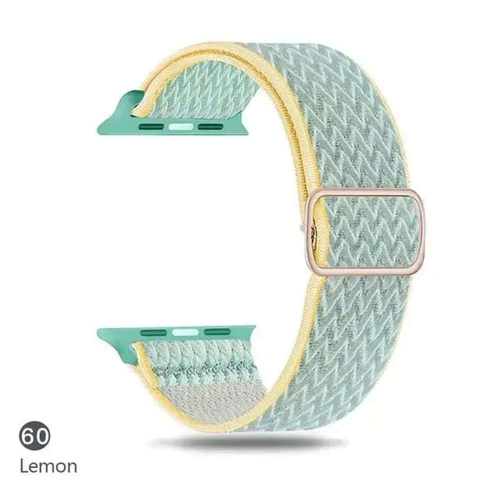 Adjustable Scrunchie Nylon Strap Compatible with Apple Watch 38–49mm