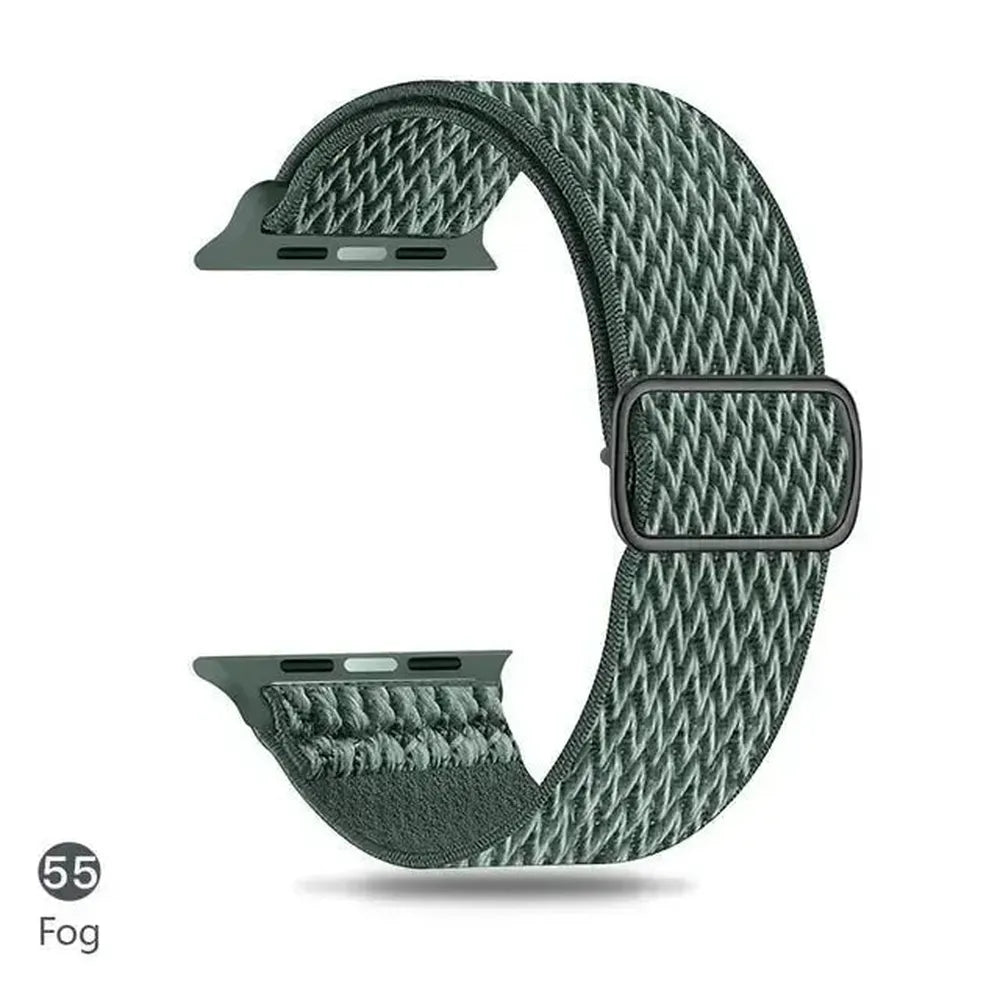 Adjustable Scrunchie Nylon Strap Compatible with Apple Watch 38–49mm