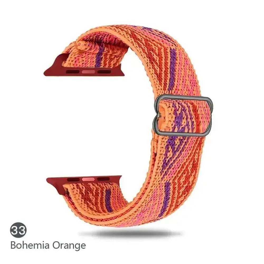 Adjustable Scrunchie Nylon Strap Compatible with Apple Watch 38–49mm